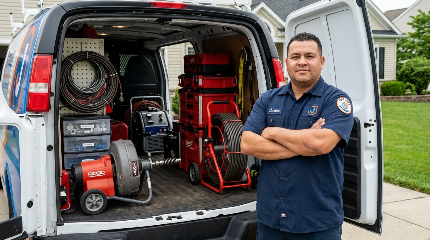 Professional drain cleaning equipment and Johns Plumbing LLC plumber in Zeigler