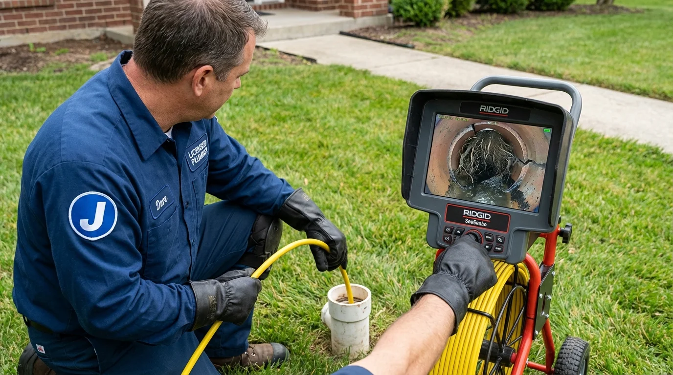 Sewer camera inspection being performed by Johns Plumbing LLC in Zeigler