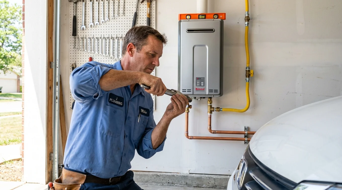 Tankless water heater installation by a Johns Plumbing LLC plumber in Zeigler